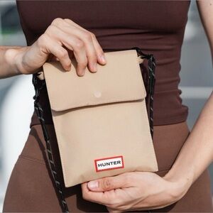 Hunter Phone pouch mini crossbody bag or travel pouch in tan beige sand color